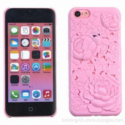PC case for iPhone 5C, stereo rose pattern, 10 colors are available